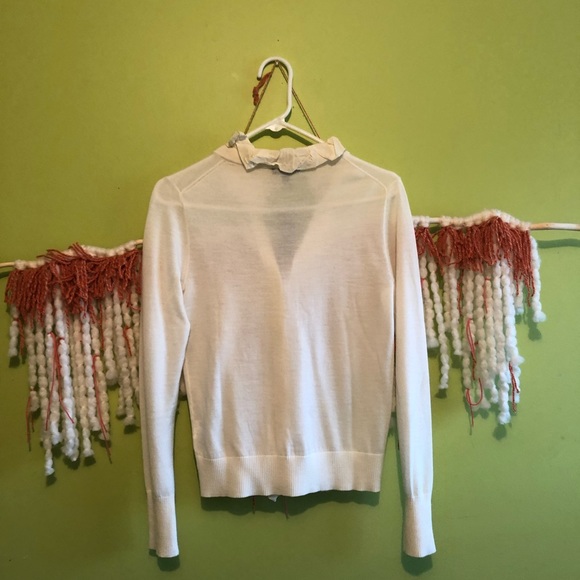 🏷️ j.crew cream color ruffle button snap cardigan - Picture 11 of 16